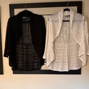 Set of 2 ~ NY Collection Open-weave Lightweight Cardigans